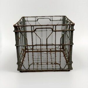 🥛 Vintage Maola Milk & Ice Cream Co. Metal Dairy Milk Crate – NC - 13"X13"X11"
